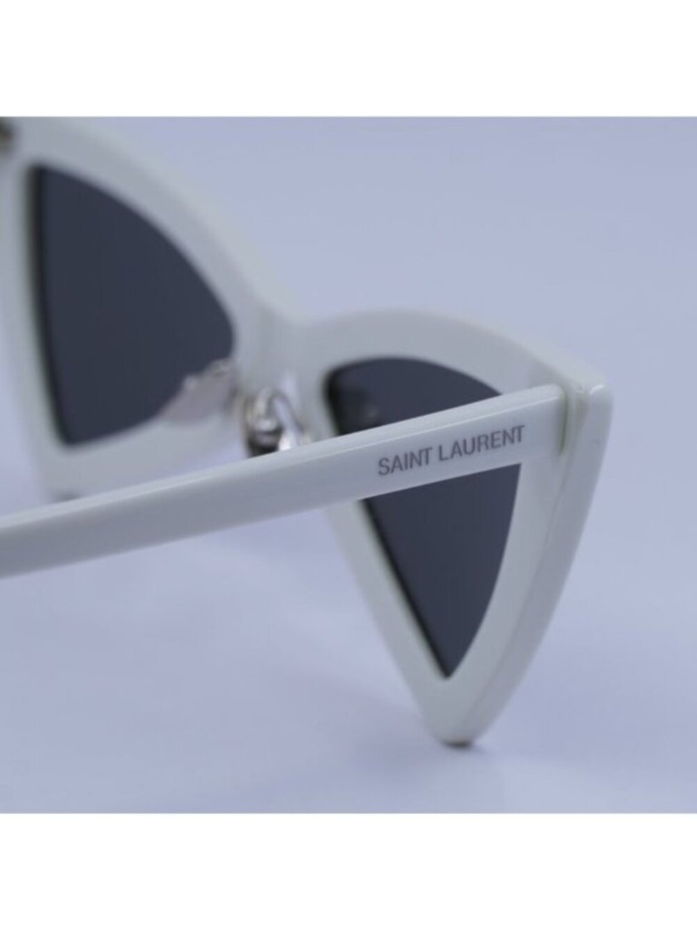 Saint Laurent SL207 JERRY 007 Sunglasses White Cat Eye Frame, Grey Lenses - Picture 5 of 10